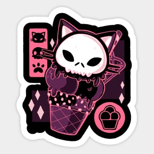 Skull Kitty Cream Sticker